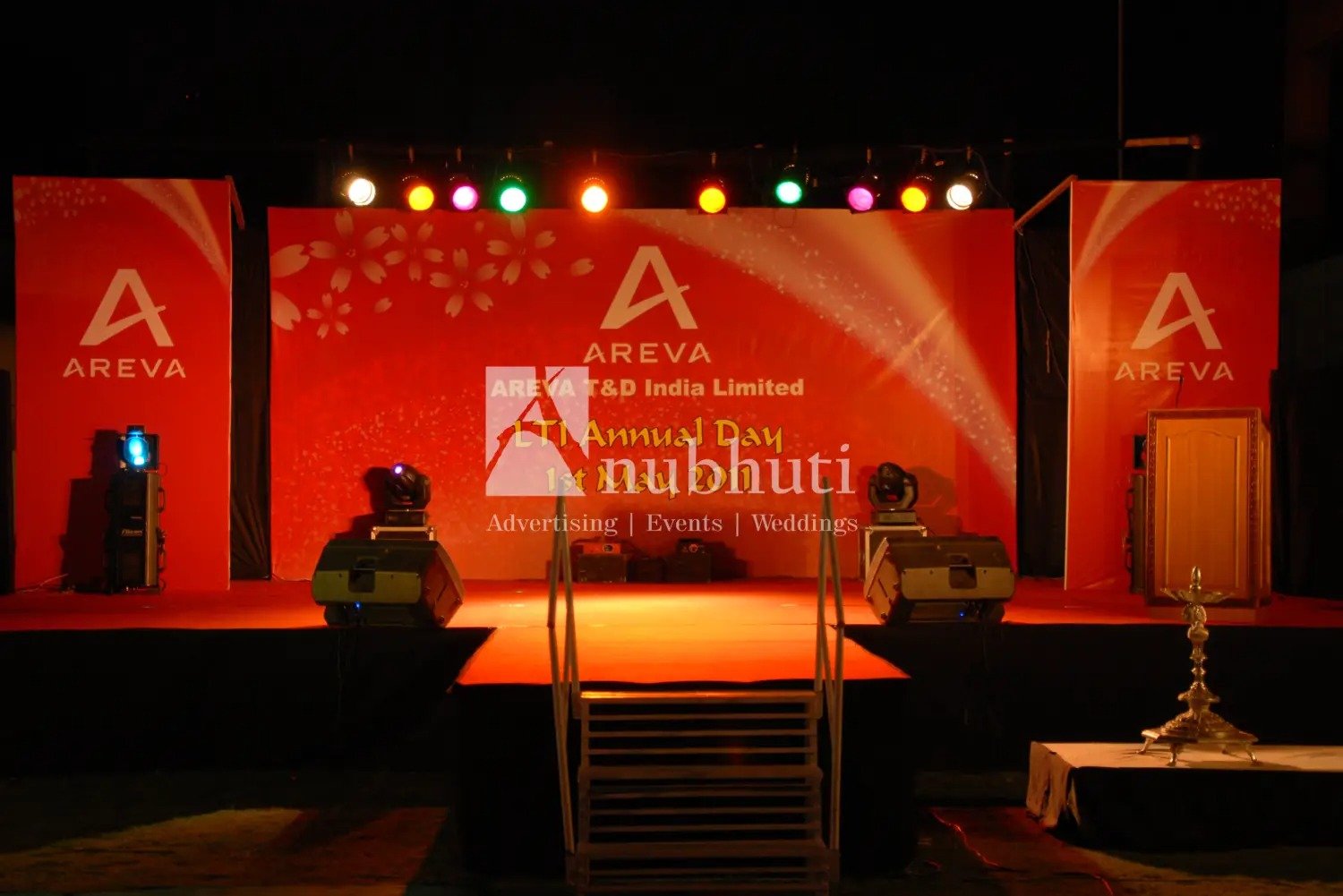 Award Ceremonies stage with red lighting and AREVA branding